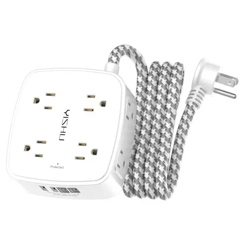 YISHU Braided 8-Outlet Power Strip with Dual USB-C